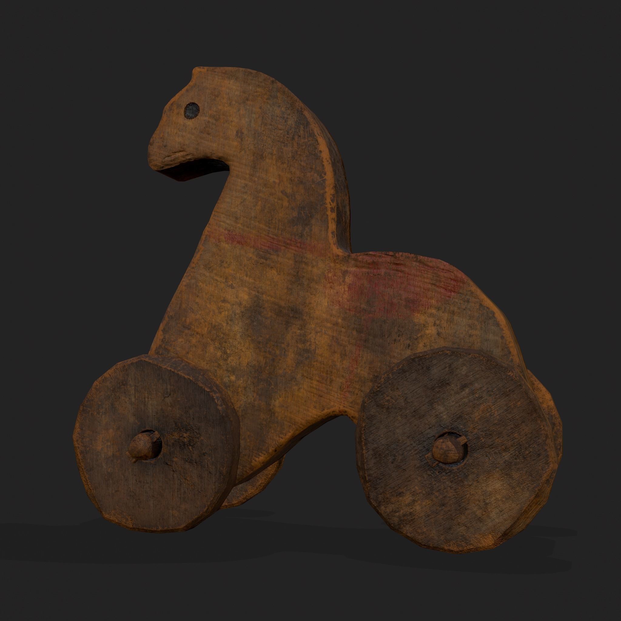 Rustic Medieval Horse Toy Low-poly 3D model_3