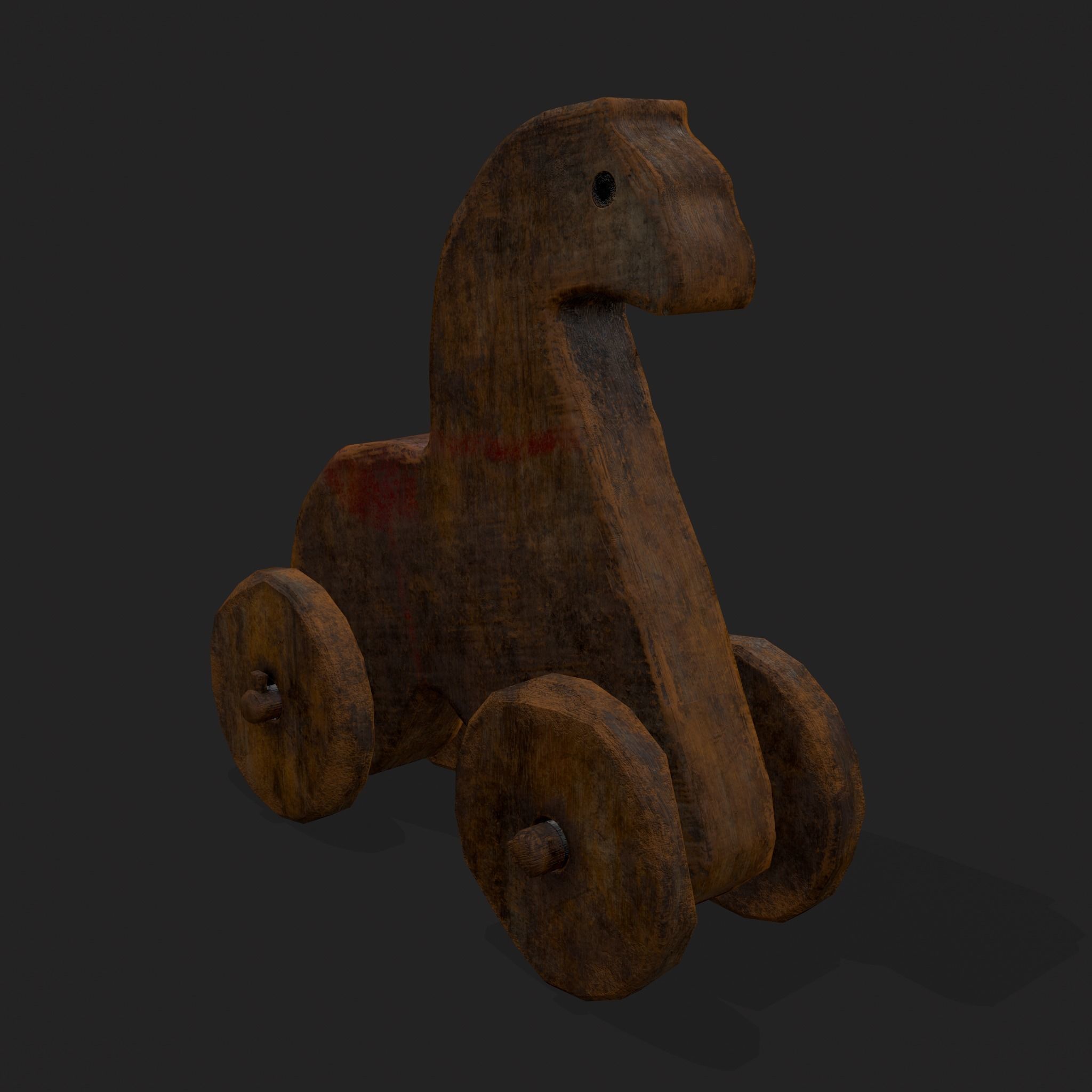 Rustic Medieval Horse Toy Low-poly 3D model_27