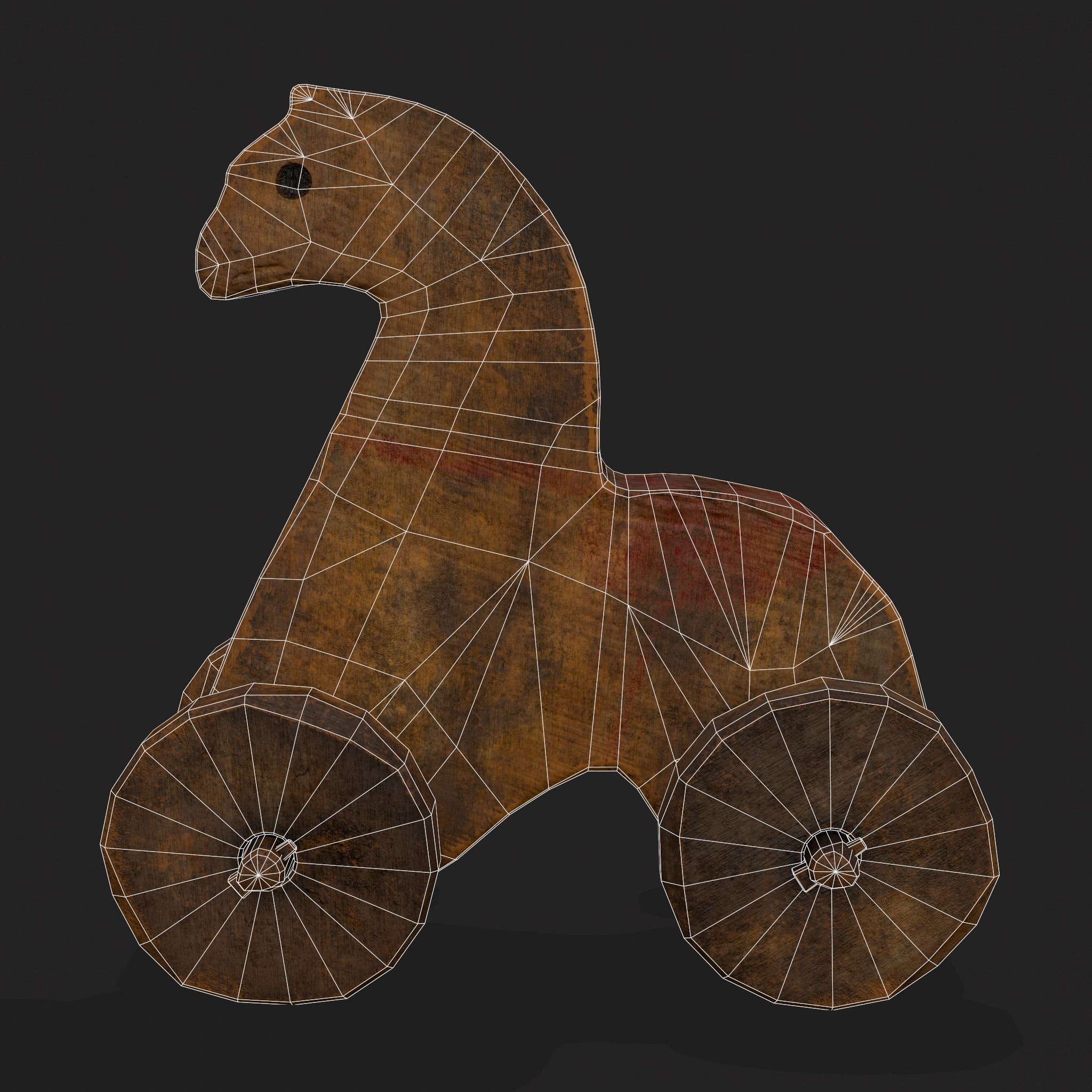 Rustic Medieval Horse Toy Low-poly 3D model_14