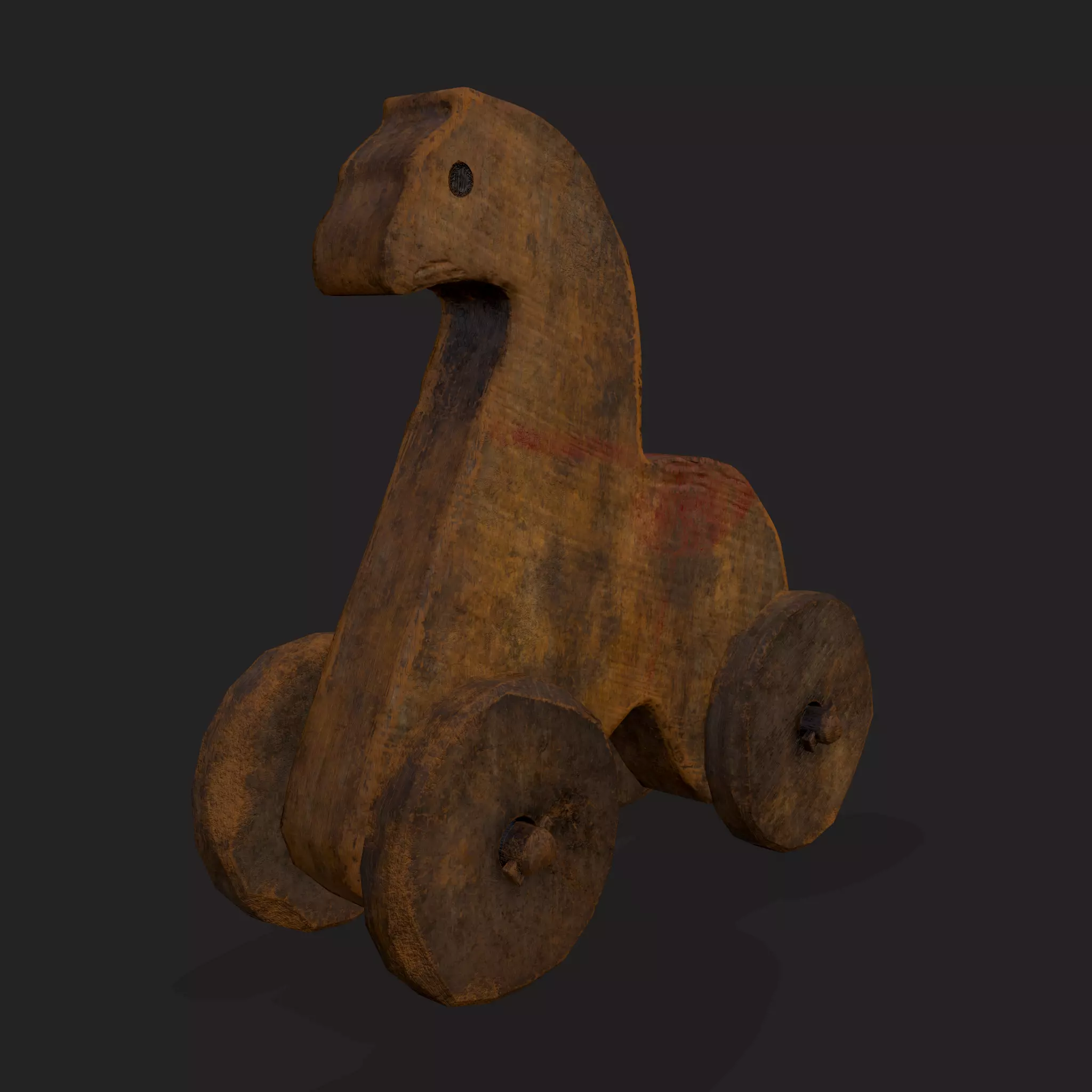 Rustic Medieval Horse Toy Low-poly 3D model_0