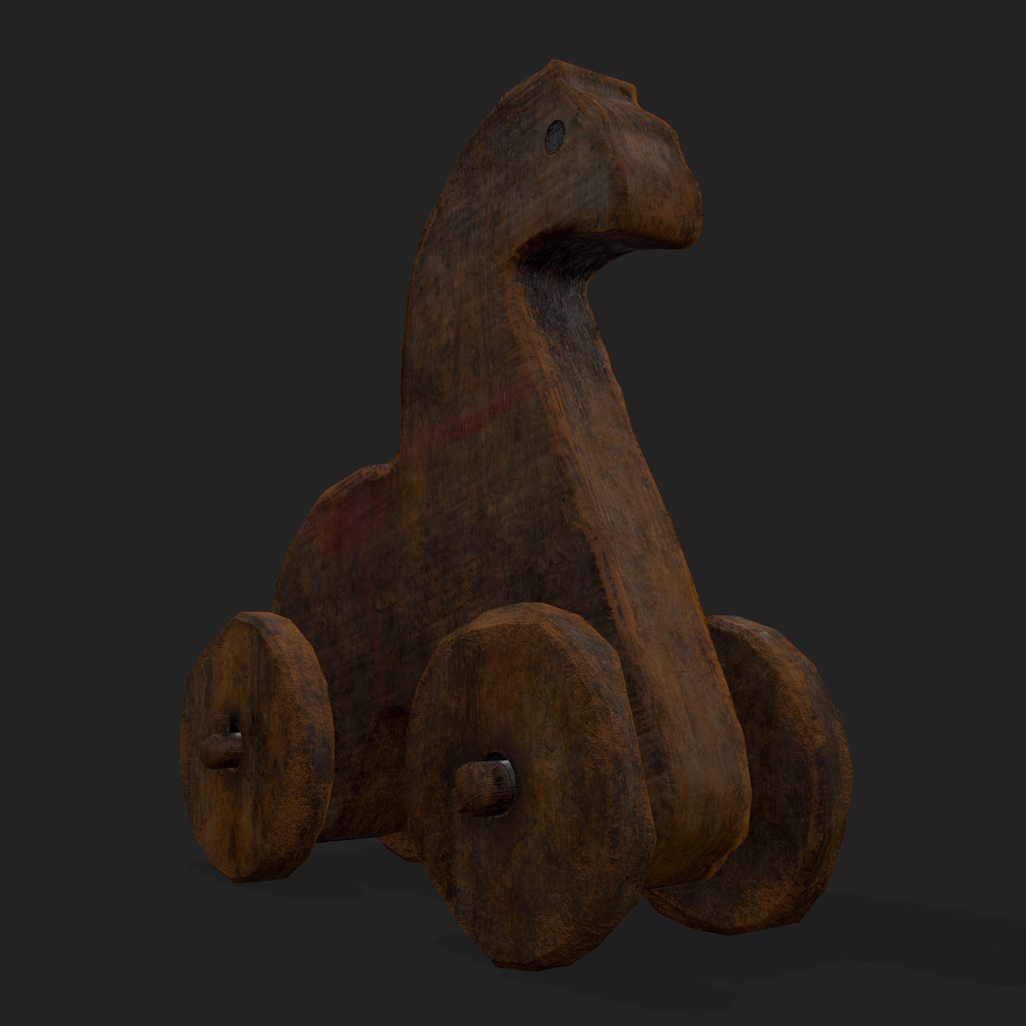 Rustic Medieval Horse Toy Low-poly 3D model_7