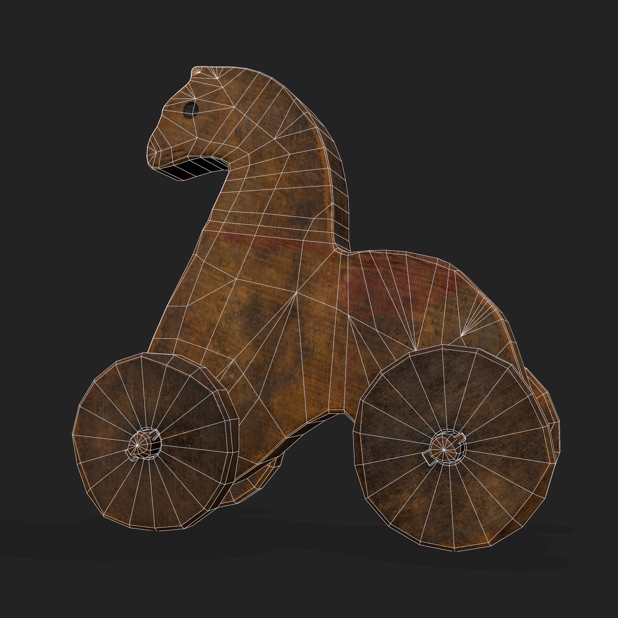 Rustic Medieval Horse Toy Low-poly 3D model_4