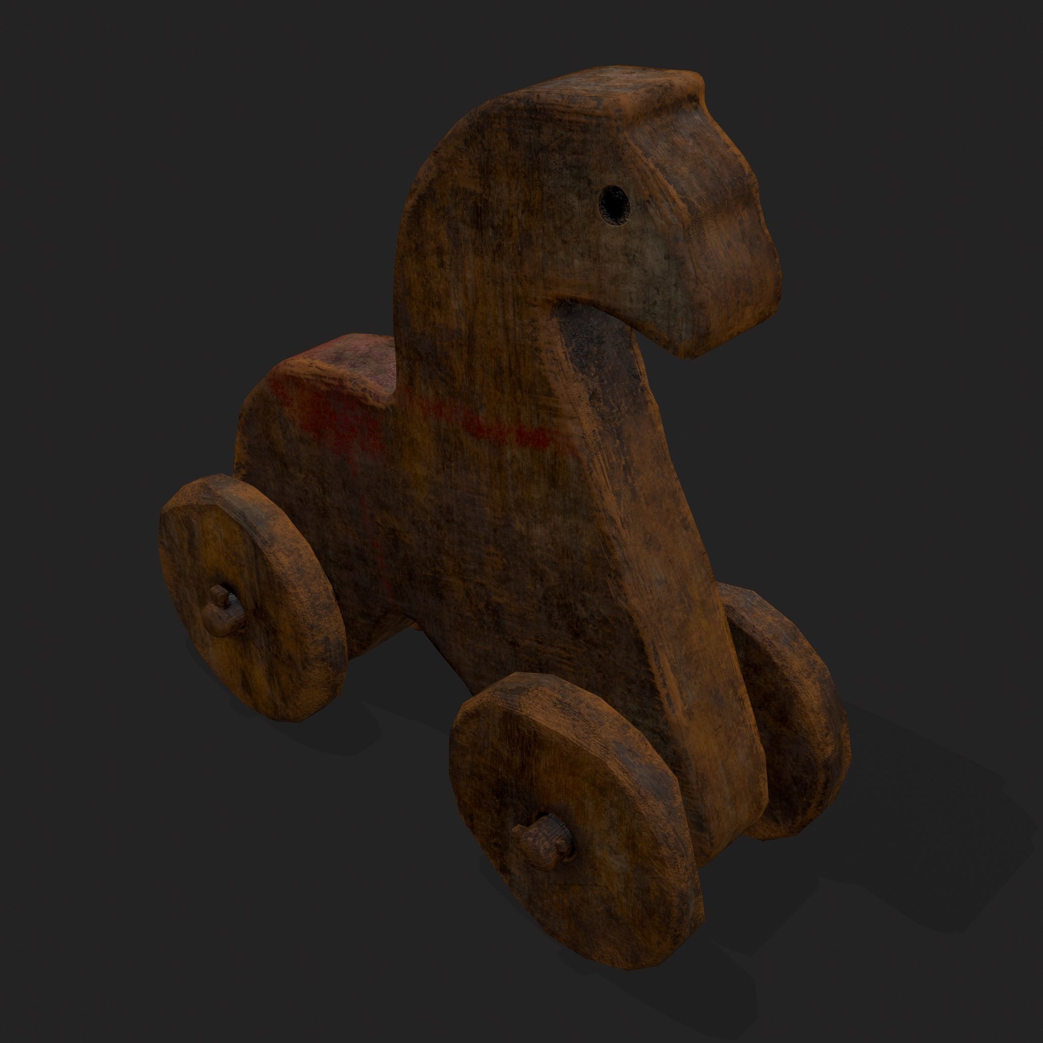 Rustic Medieval Horse Toy Low-poly 3D model_23