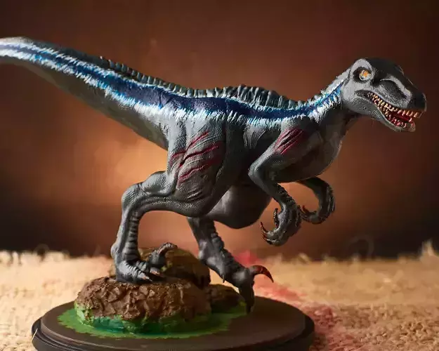 Velociraptor with stalking pose jurassic park 3D print model
