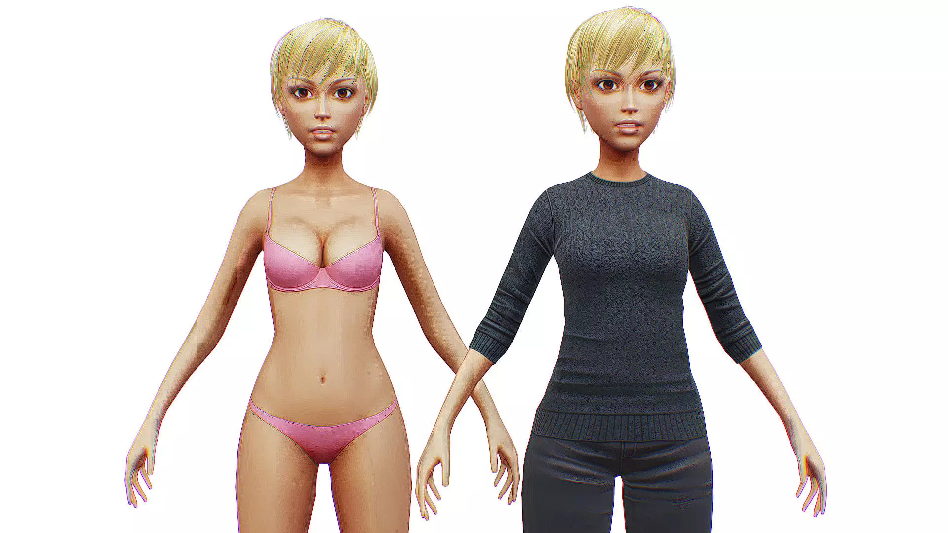 Young Woman - Smart Casual Clothes - Street Style Outfit - Cloth Low-poly 3D model