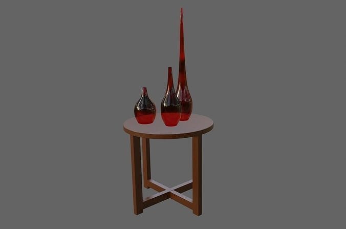 Glass Vases and Table - Vasos de Vidro Low-poly 3D model 3