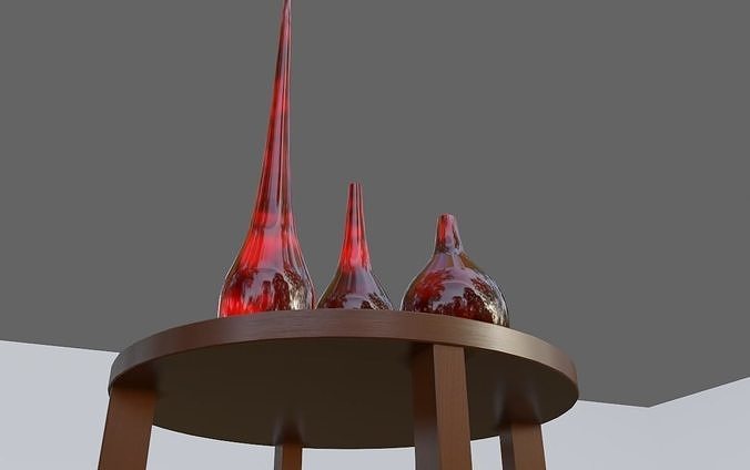 Glass Vases and Table - Vasos de Vidro Low-poly 3D model 4