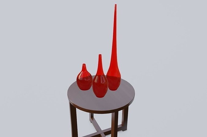 Glass Vases and Table - Vasos de Vidro Low-poly 3D model 5