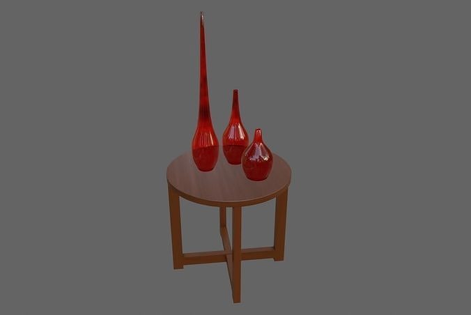 Glass Vases and Table - Vasos de Vidro Low-poly 3D model 2