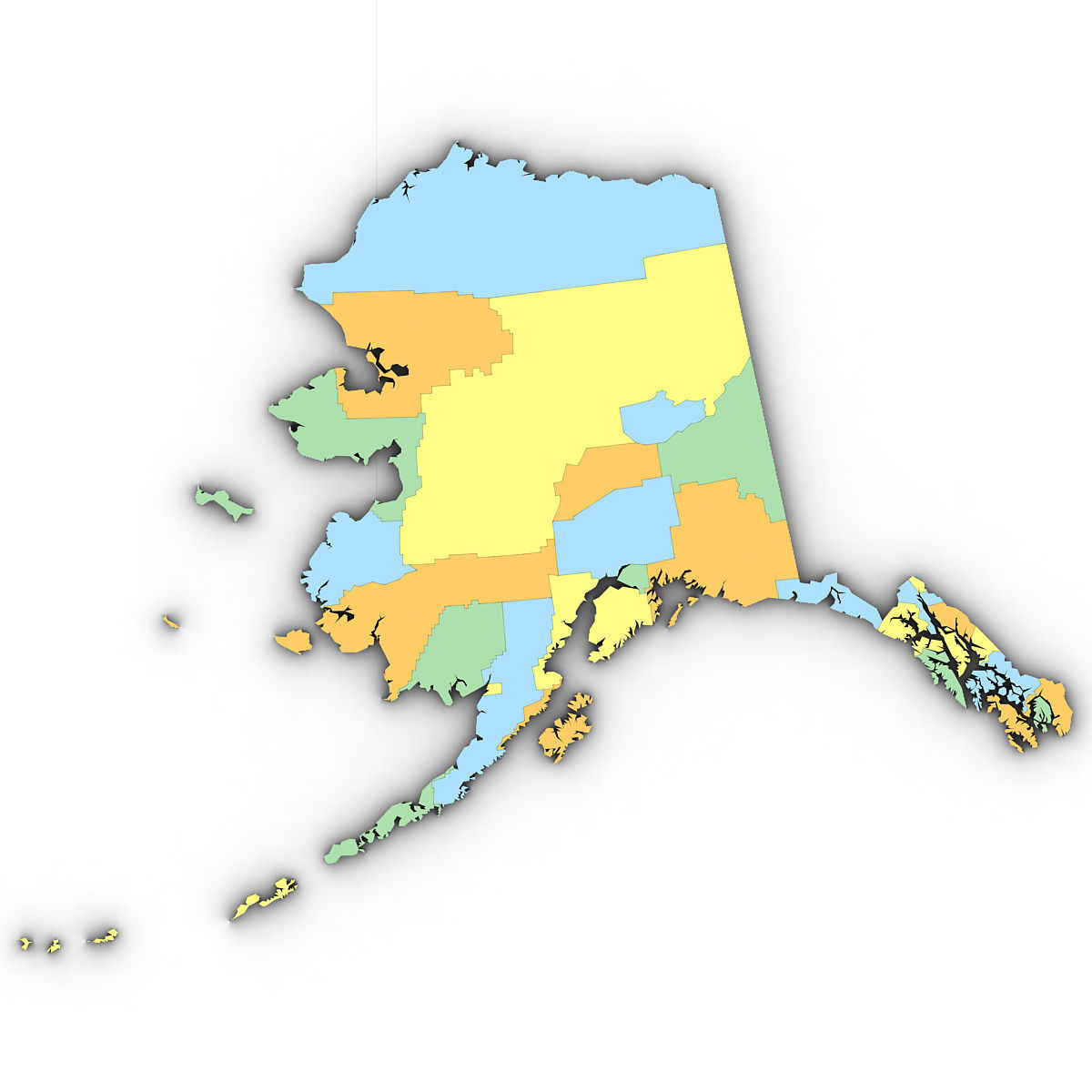 Alaska Political Map 3D model_7
