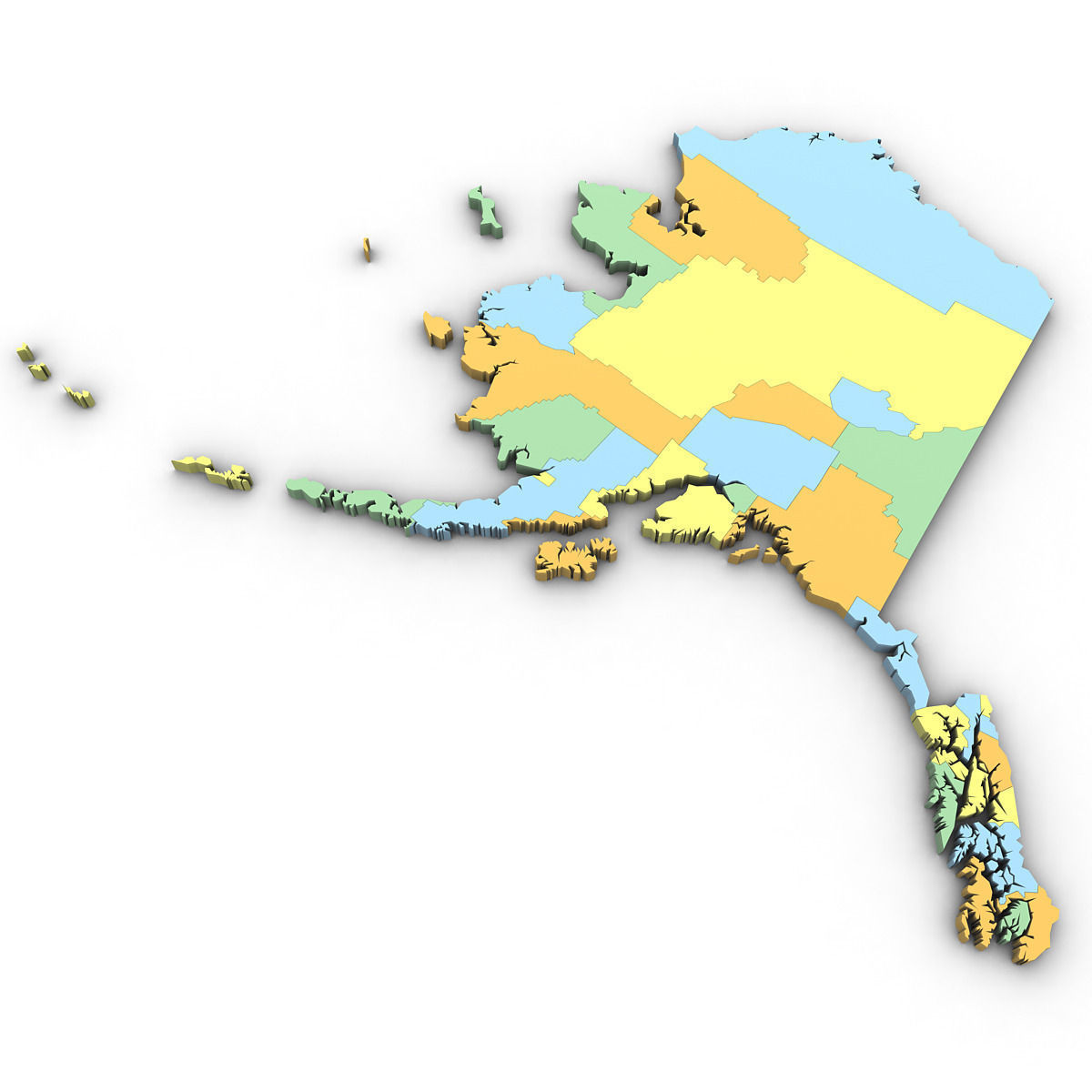 Alaska Political Map 3D model_1