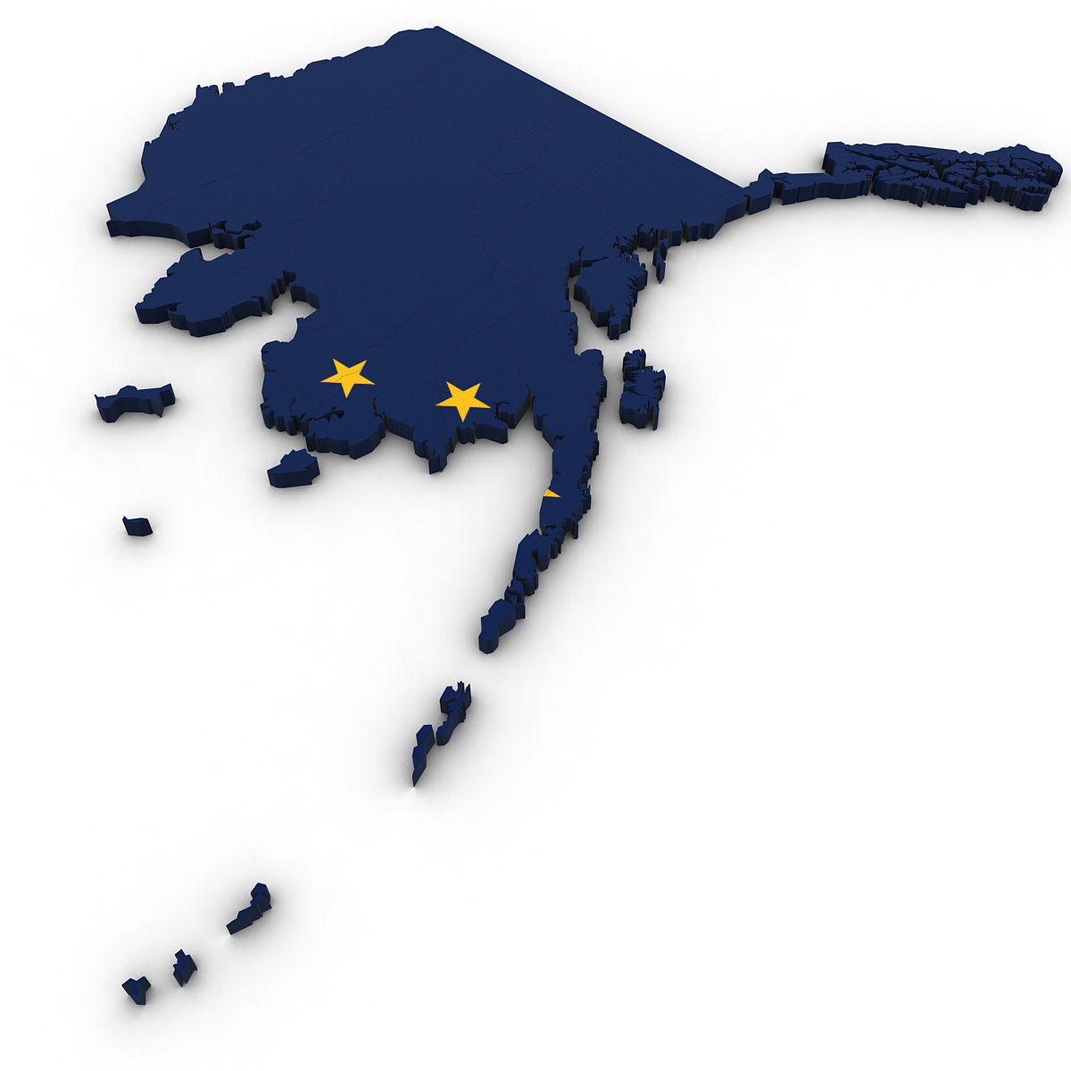 Alaska Political Map 3D model_2