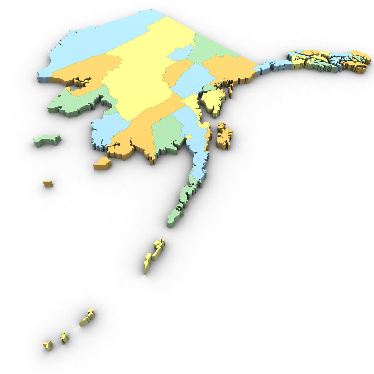 Alaska Political Map 3D model_3