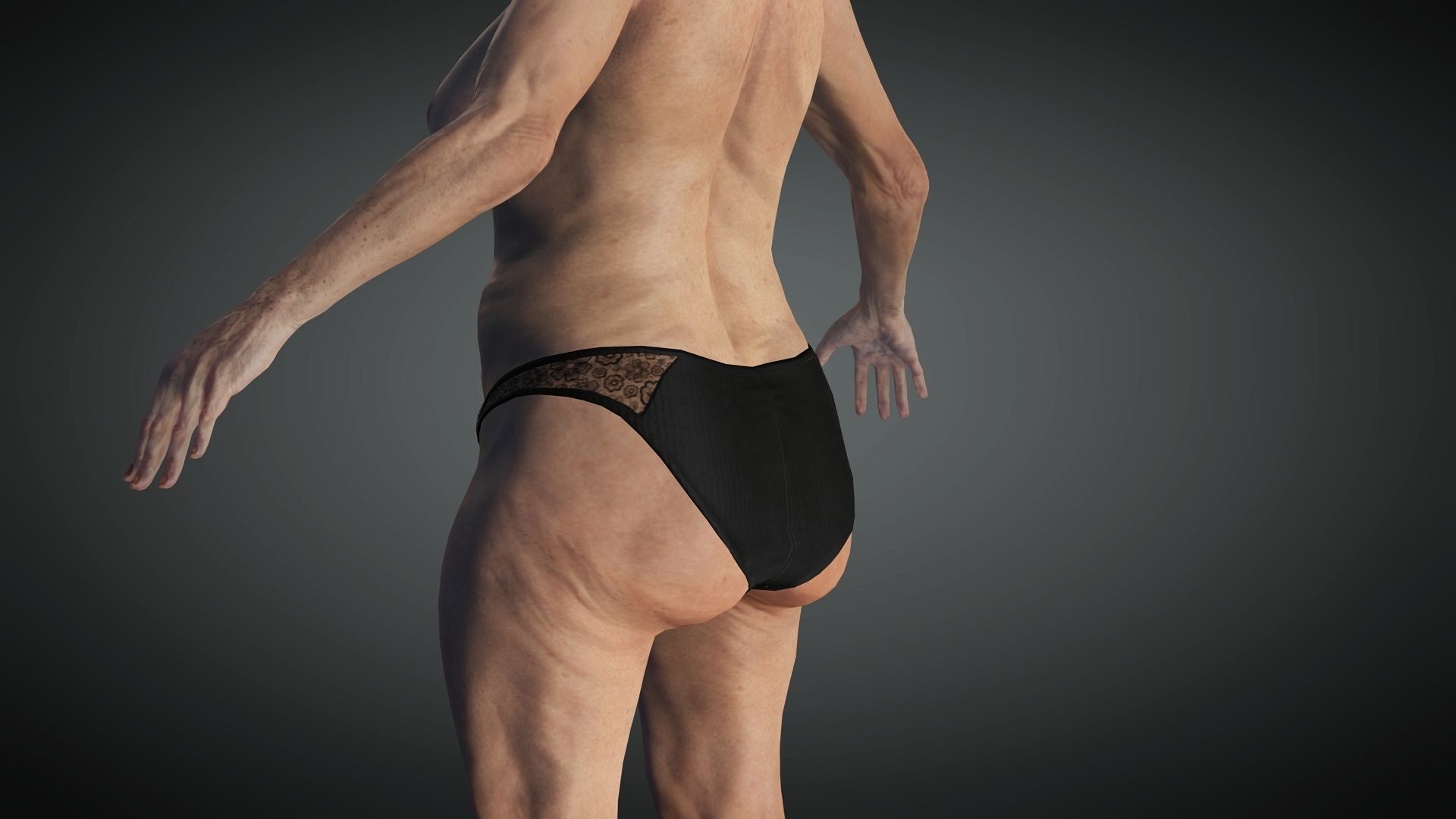 Realistic Old Woman Female Rigged Game Ready Low-poly 3D model_19