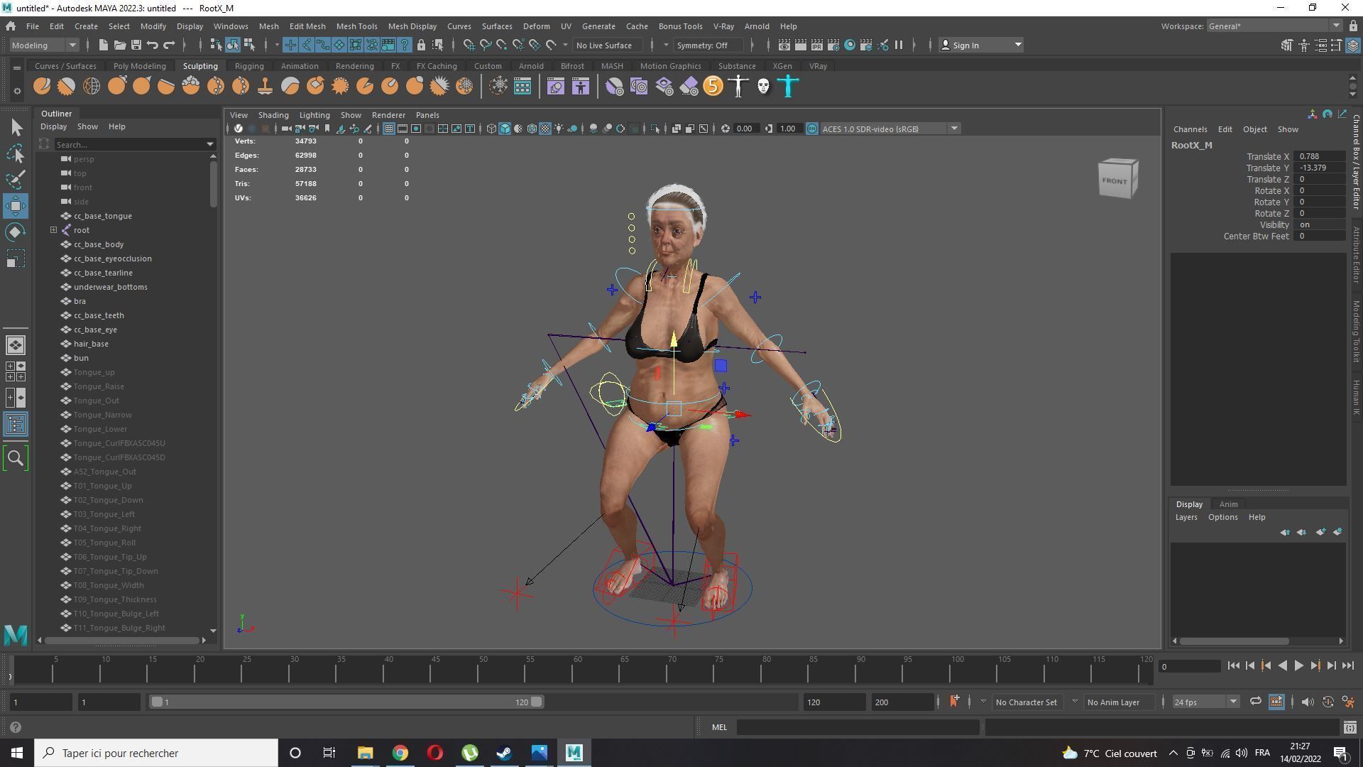 Realistic Old Woman Female Rigged Game Ready Low-poly 3D model_8