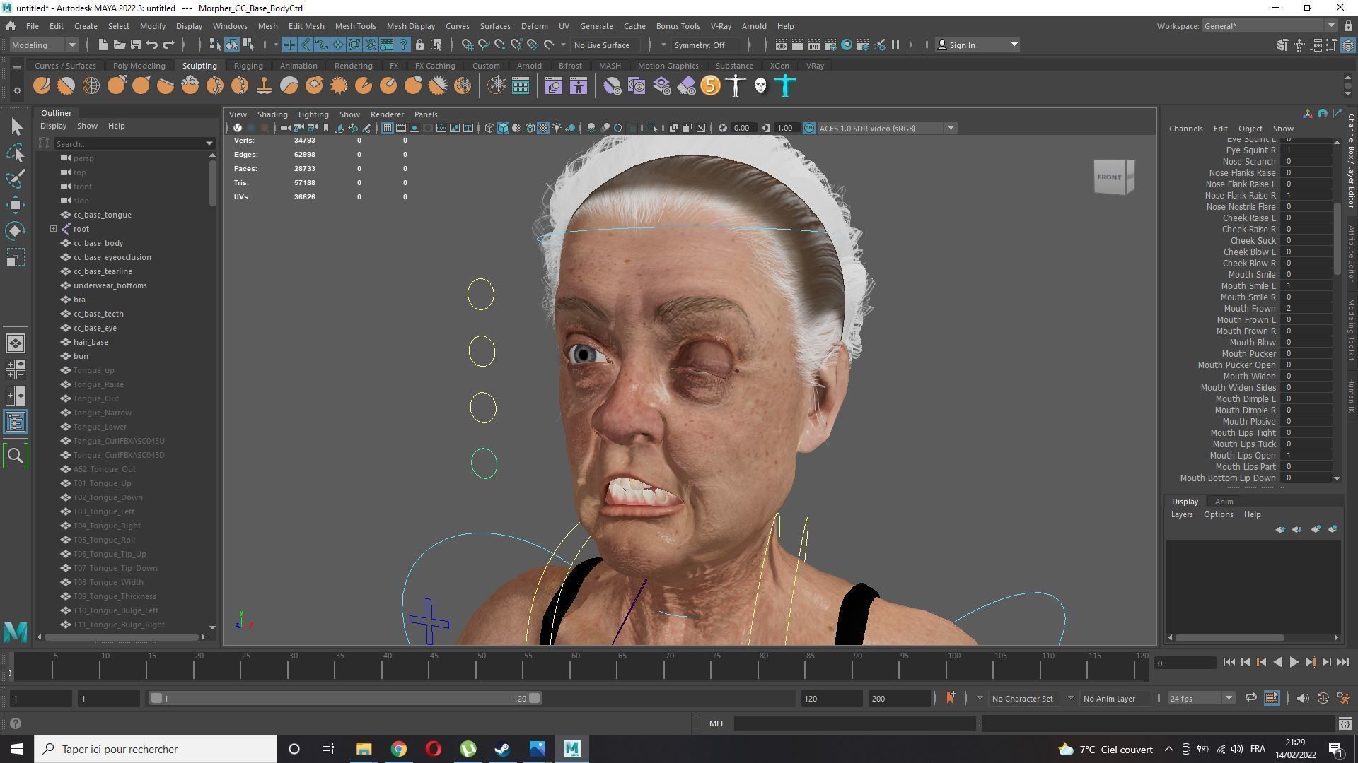 Realistic Old Woman Female Rigged Game Ready Low-poly 3D model_9
