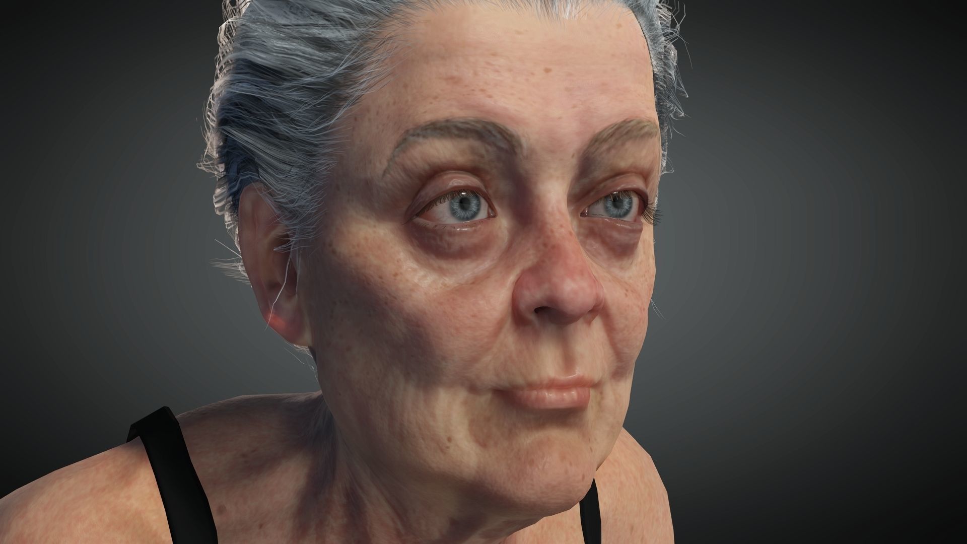 Realistic Old Woman Female Rigged Game Ready Low-poly 3D model_10