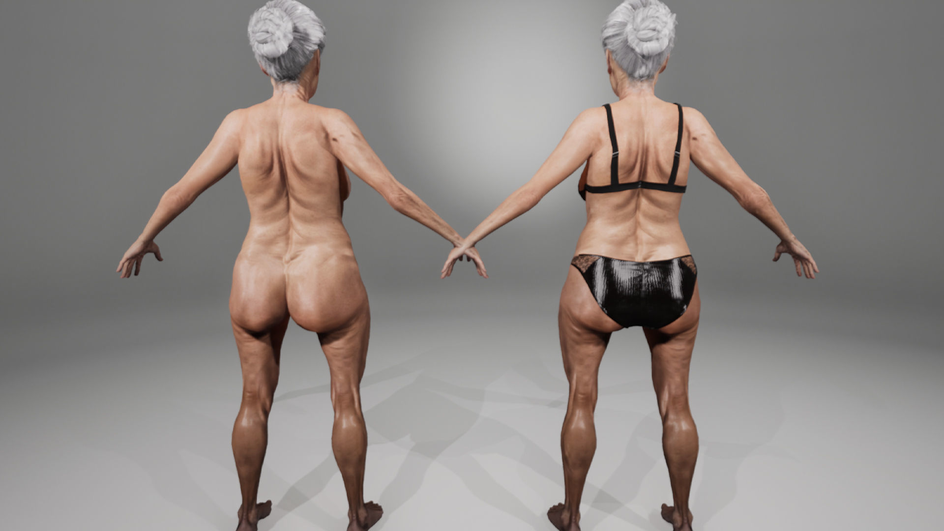 Realistic Old Woman Female Rigged Game Ready Low-poly 3D model_12