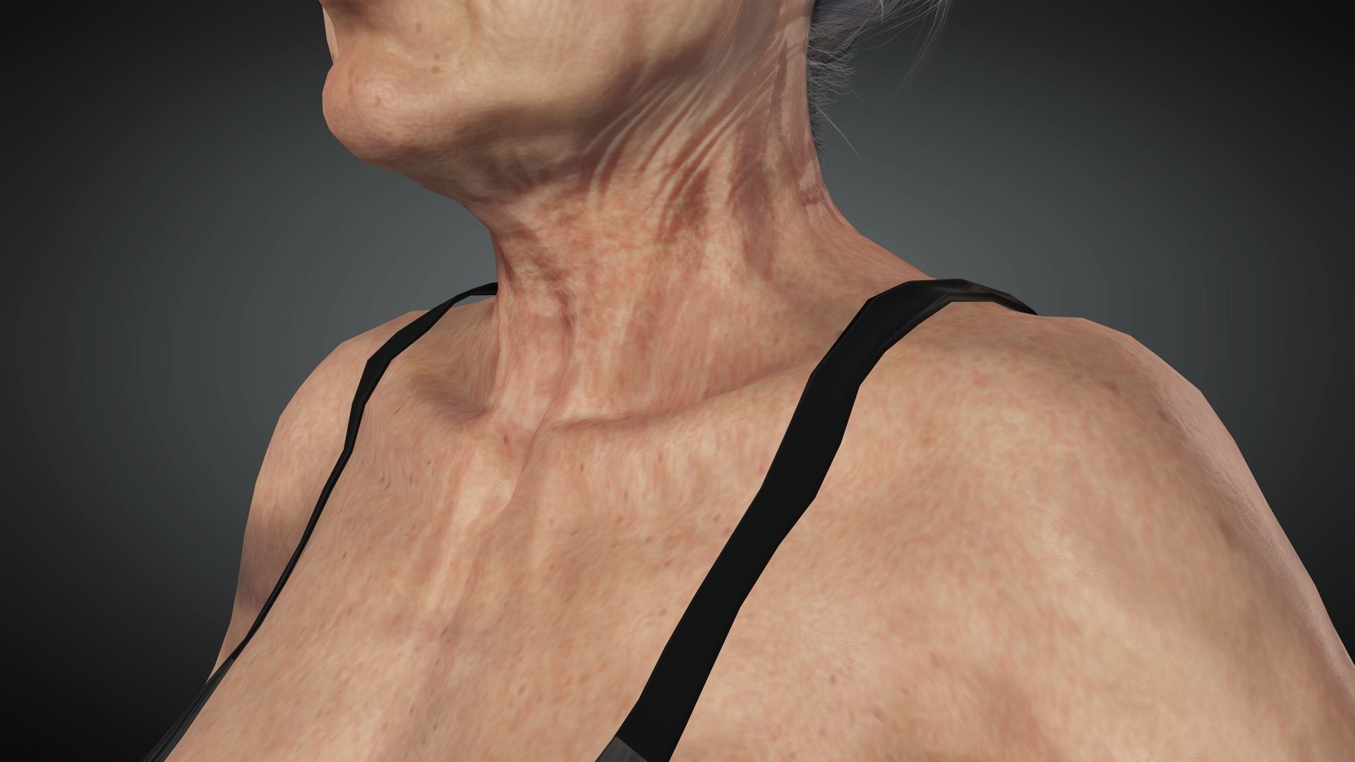 Realistic Old Woman Female Rigged Game Ready Low-poly 3D model_17