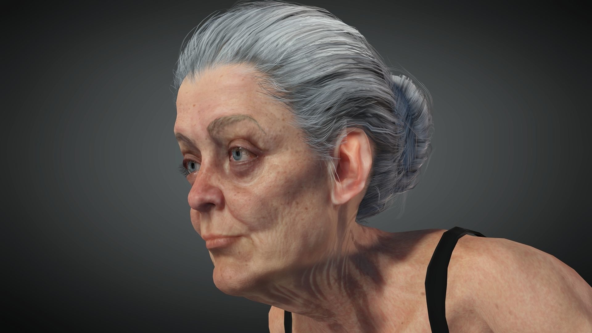 Realistic Old Woman Female Rigged Game Ready Low-poly 3D model_14
