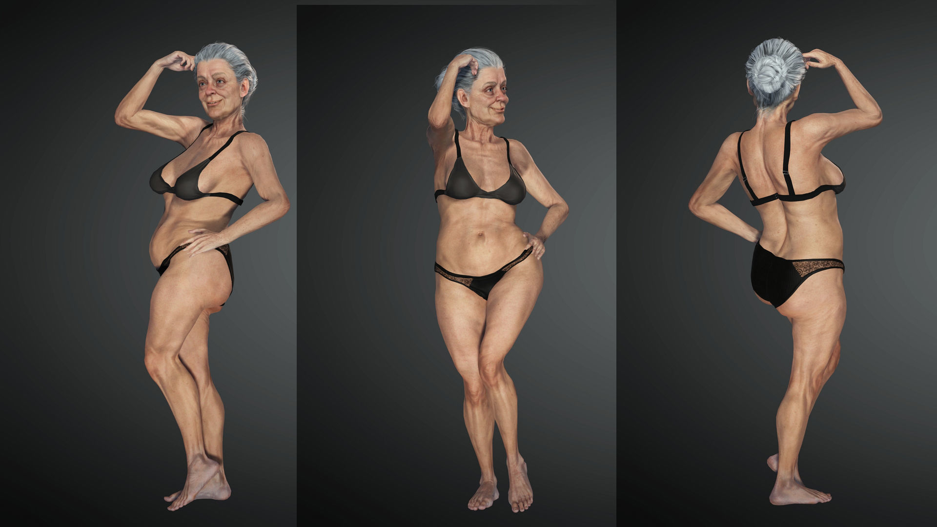 Realistic Old Woman Female Rigged Game Ready Low-poly 3D model_1