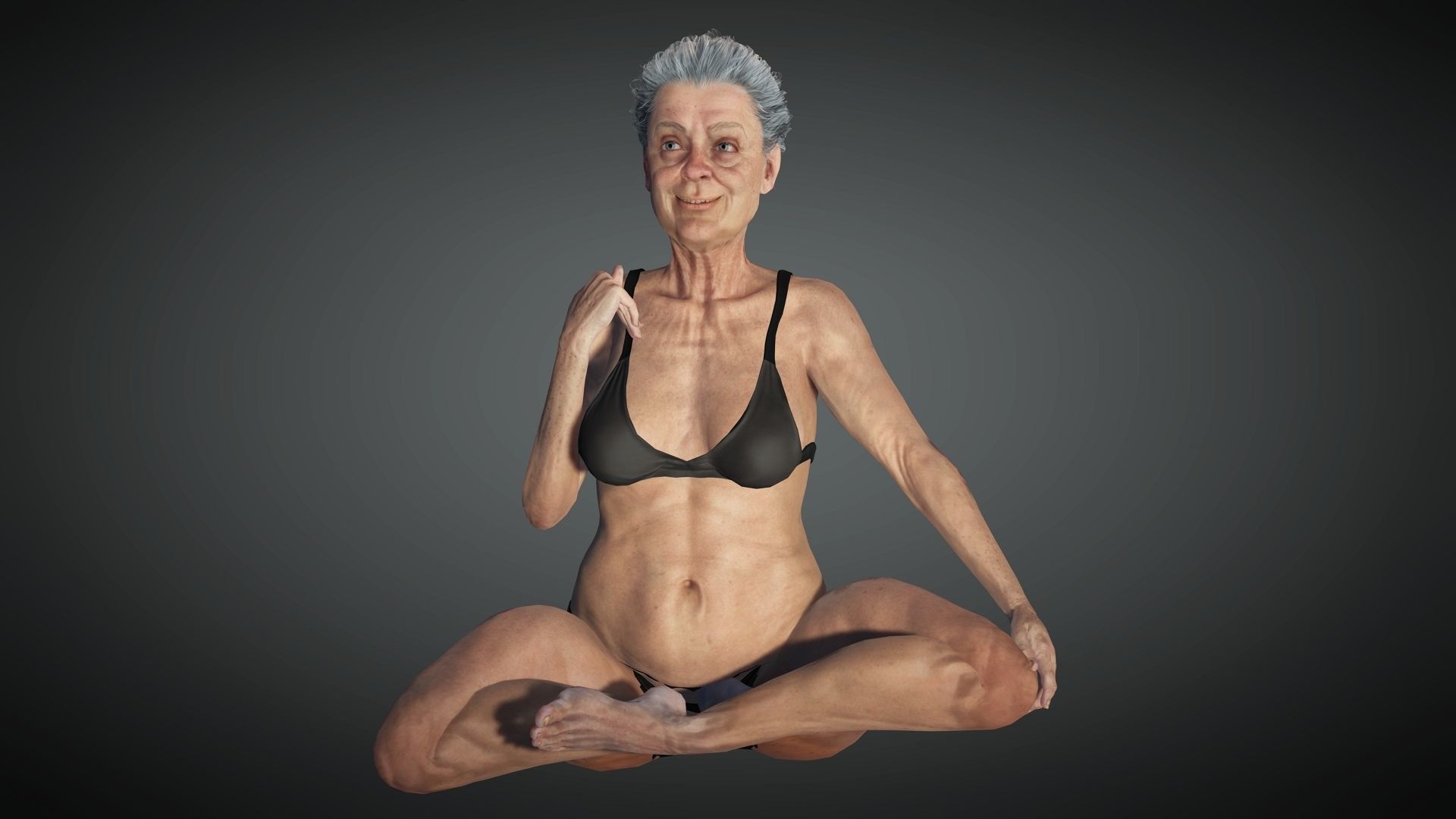 Realistic Old Woman Female Rigged Game Ready Low-poly 3D model_4
