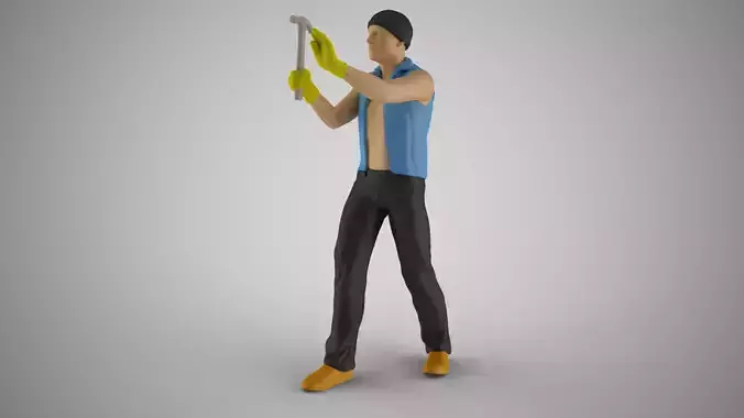 Man Hammering Nails into Wall 3D print model