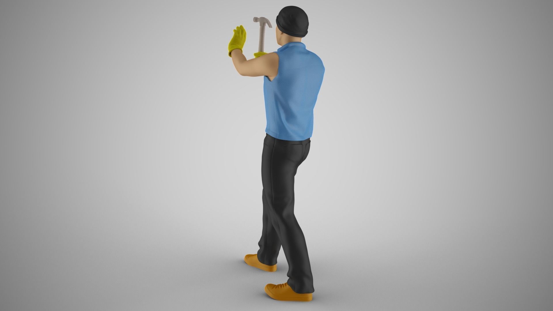 Man Hammering Nails into Wall 3D print model_9