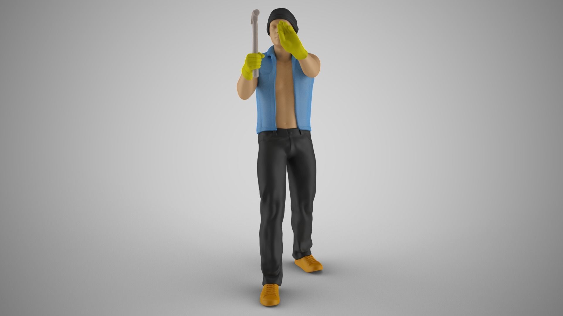 Man Hammering Nails into Wall 3D print model_4