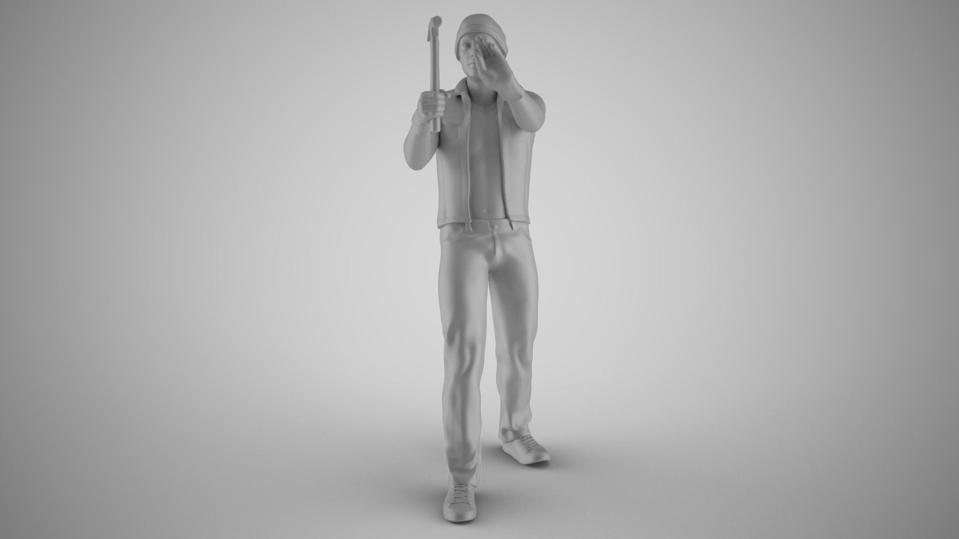 Man Hammering Nails into Wall 3D print model_3