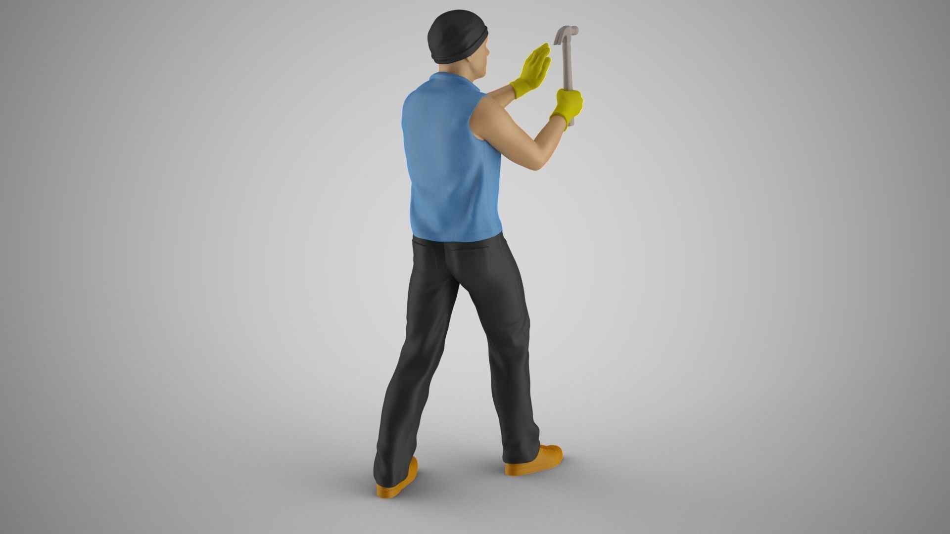 Man Hammering Nails into Wall 3D print model_7