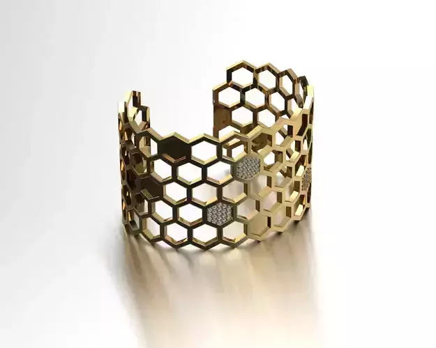 Honeycomb golden bracelet 3D model