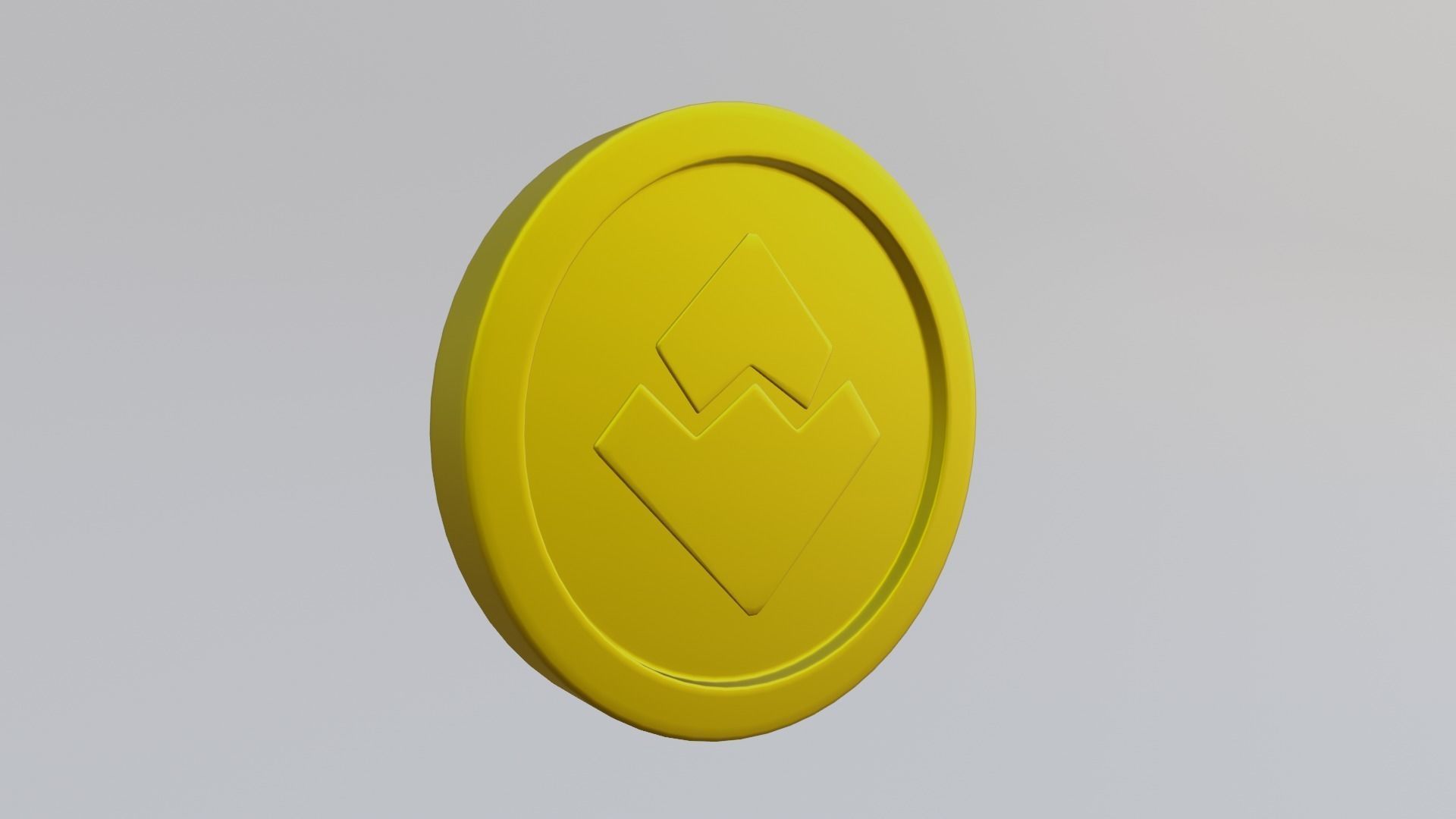 Waves Coin Low-poly 3D model_3