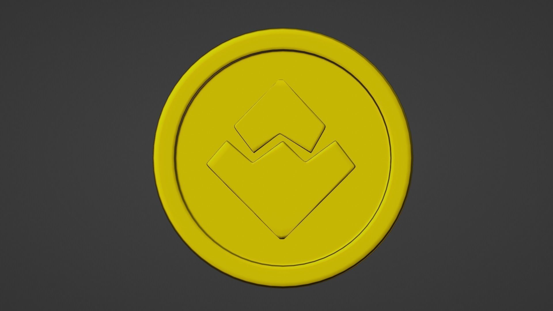 Waves Coin Low-poly 3D model_10