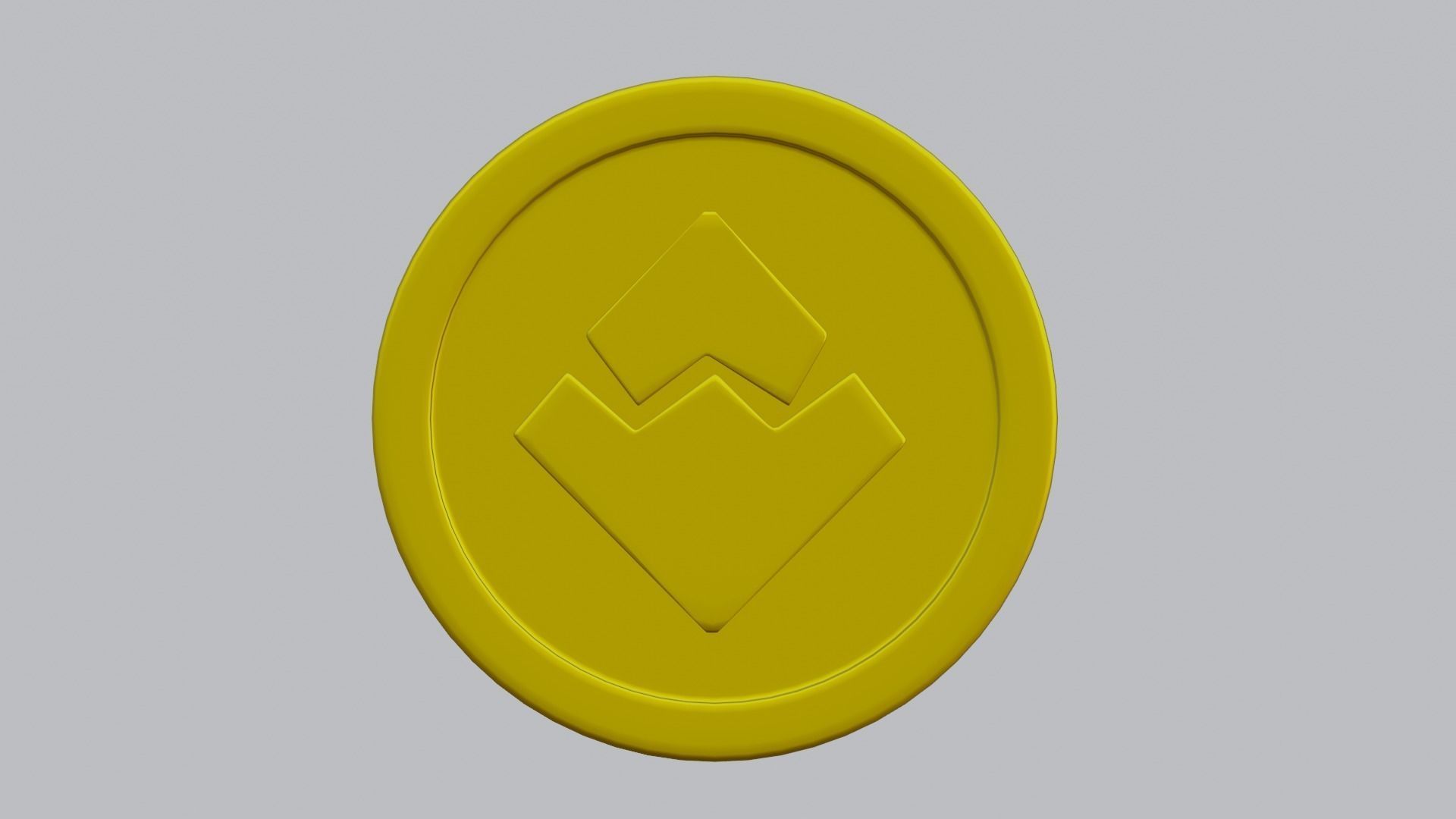 Waves Coin Low-poly 3D model_1