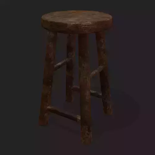 Rustic Wooden Bar Stool Low-poly 3D model Rustic Wooden Bar Stool Low-poly 3D model