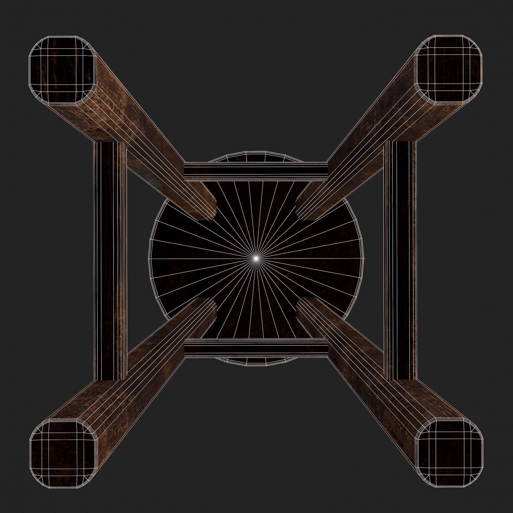 Rustic Wooden Bar Stool Low-poly 3D model_10