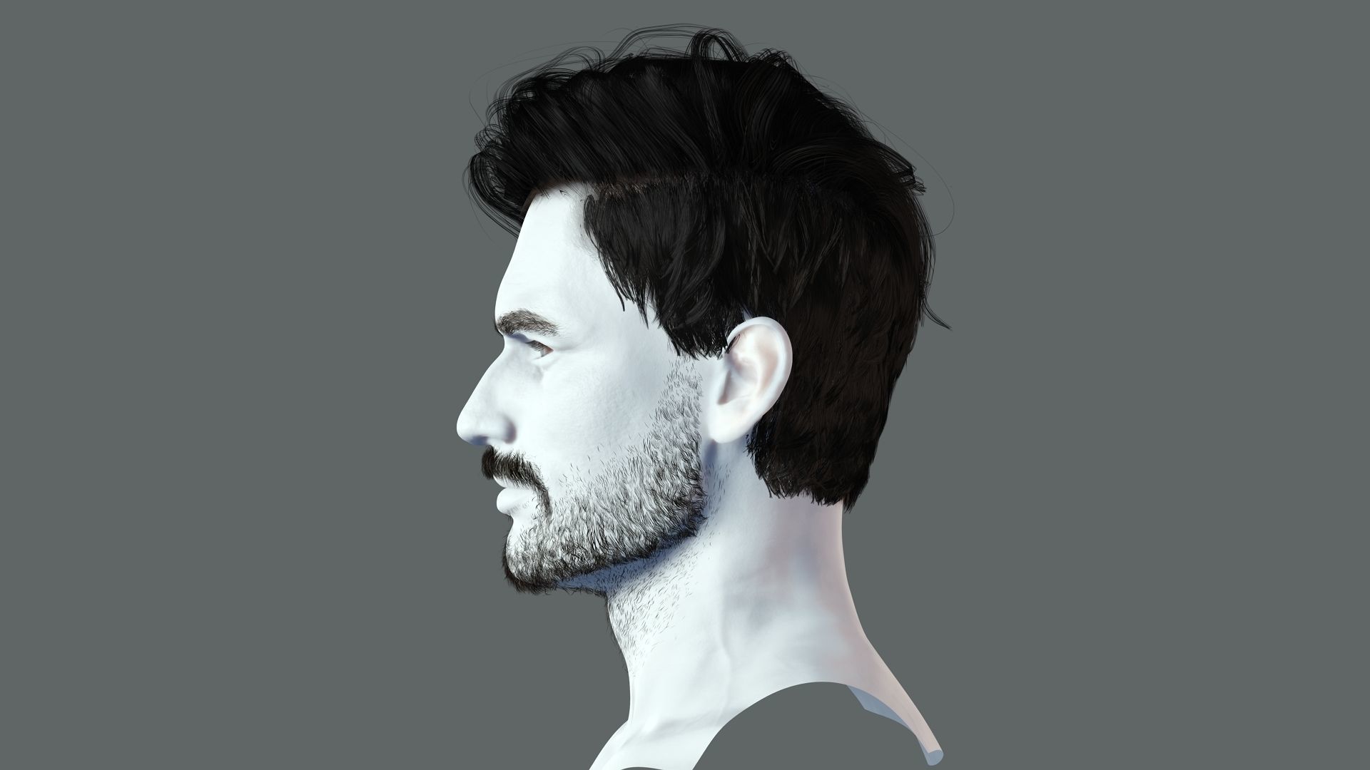 Realistic Hair Beard brows mustache p6 Low-poly 3D model_5