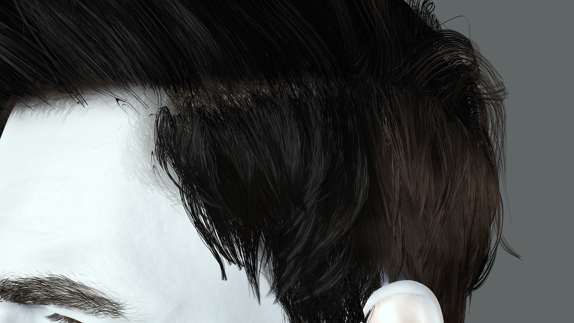 Realistic Hair Beard brows mustache p6 Low-poly 3D model_9