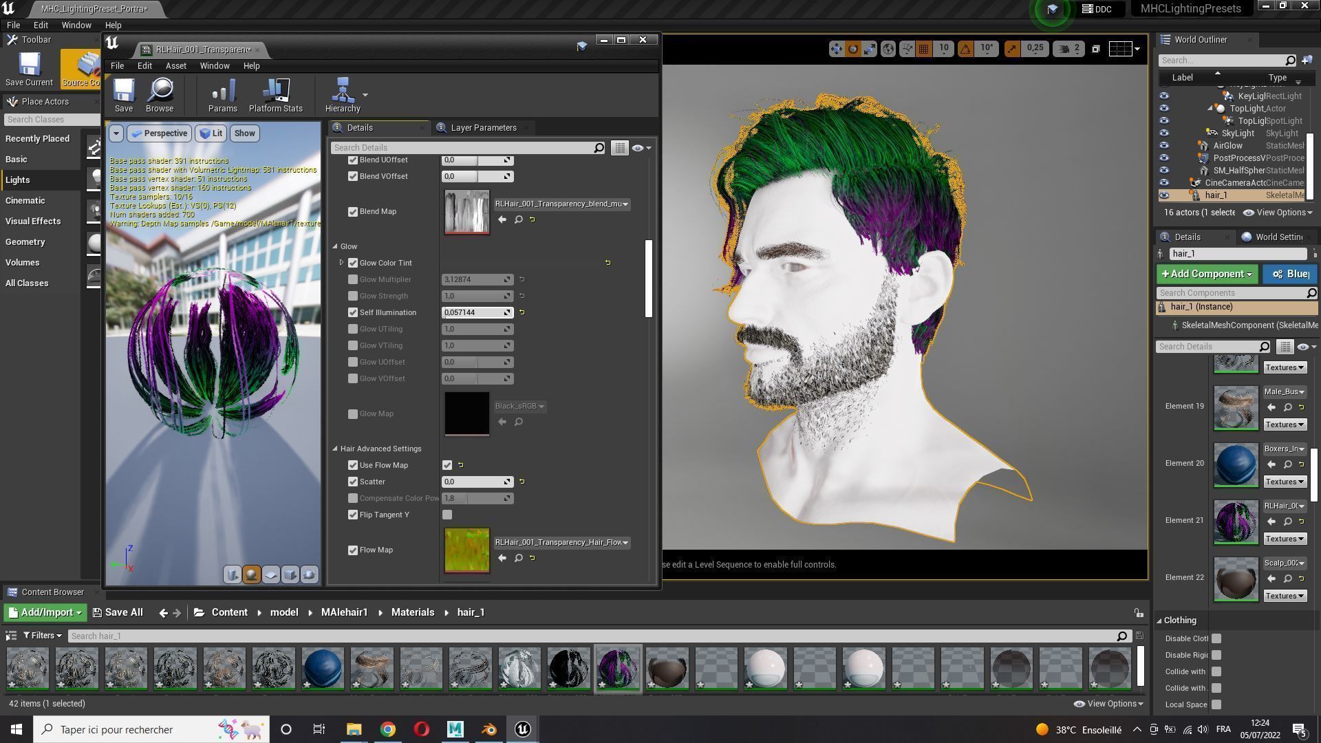 Realistic Hair Beard brows mustache p6 Low-poly 3D model_17