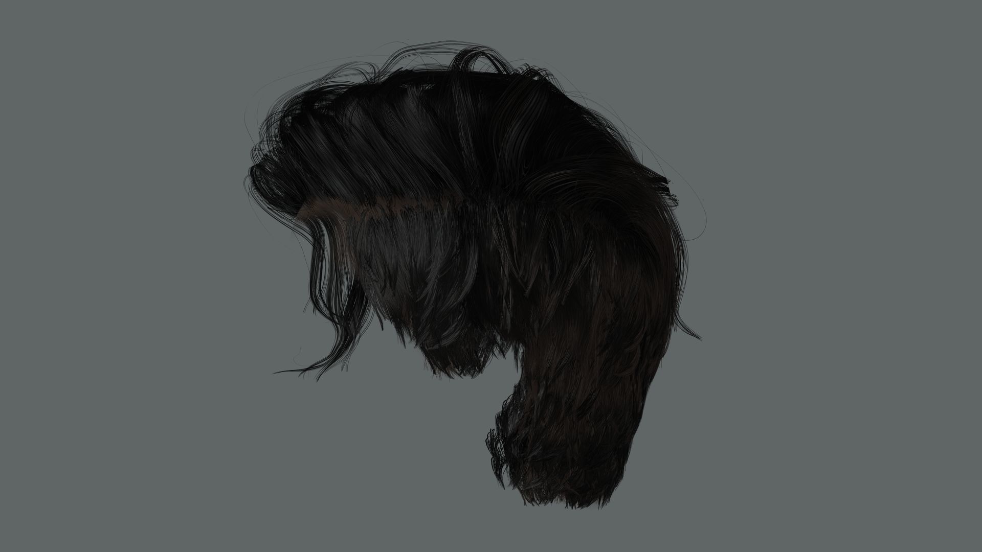 Realistic Hair Beard brows mustache p6 Low-poly 3D model_10