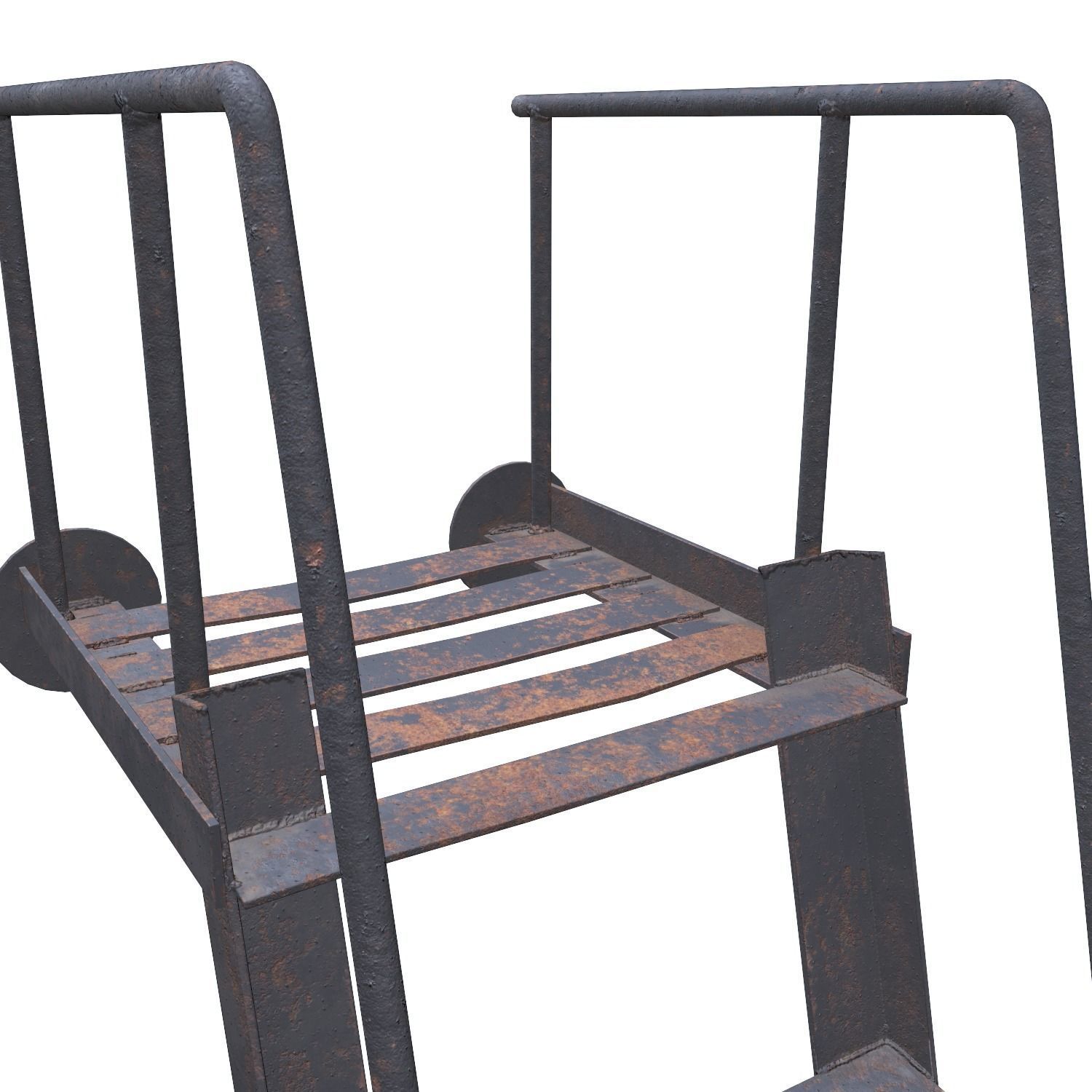 Old metal stairs ladder low poly PBR Low-poly 3D model_5