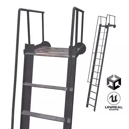 Old metal stairs ladder low poly PBR