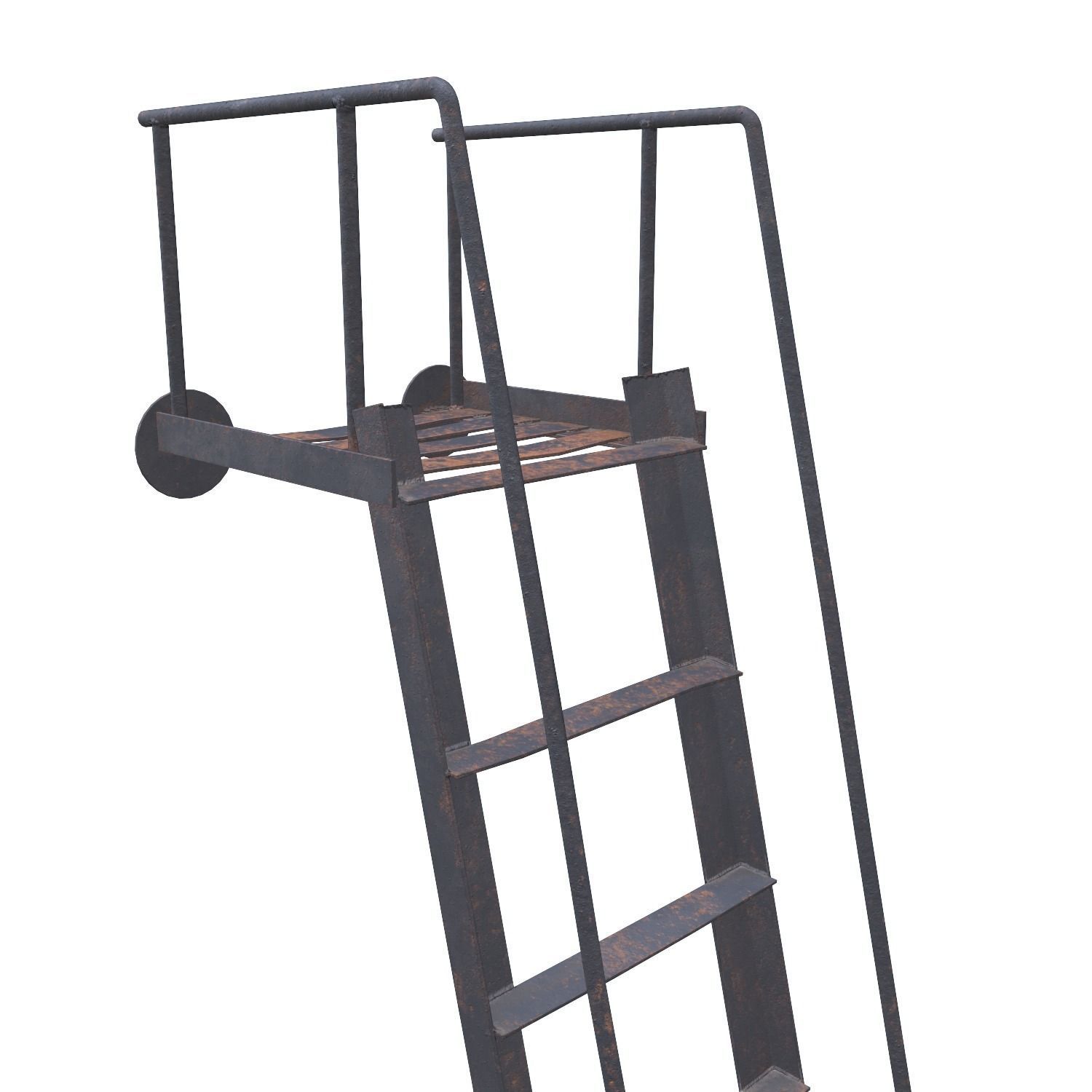 Old metal stairs ladder low poly PBR Low-poly 3D model_4