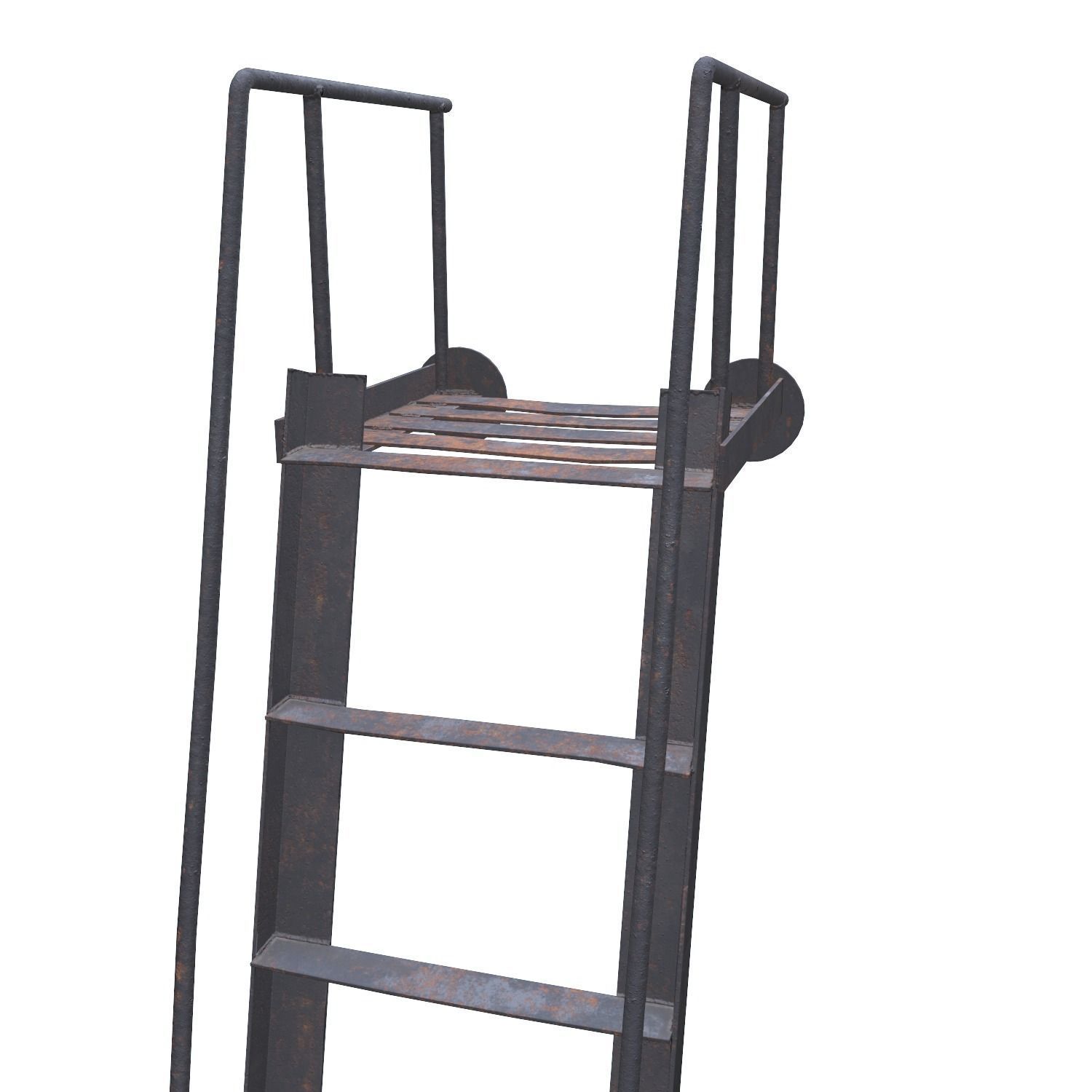 Old metal stairs ladder low poly PBR Low-poly 3D model_3