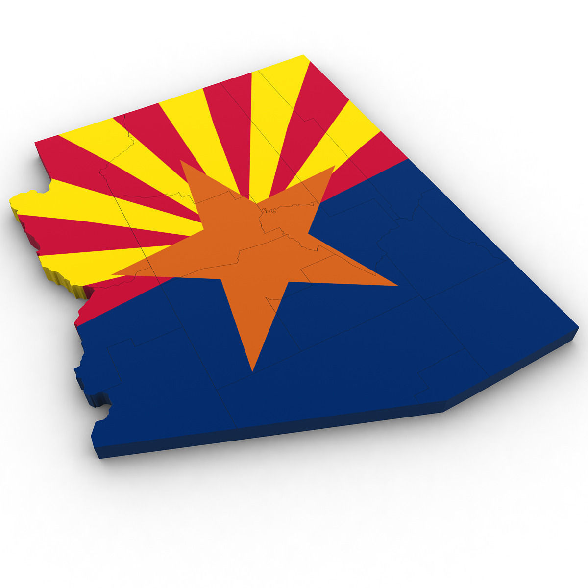 Arizona Political Map 3D model_2