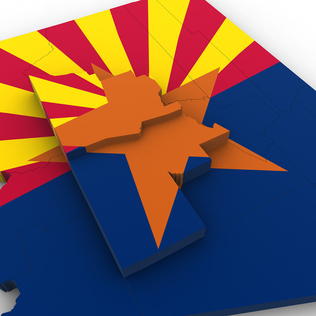 Arizona Political Map 3D model_4
