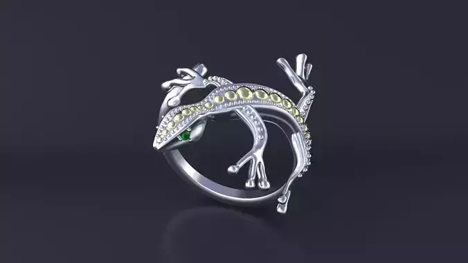 Lizard Ring 3D print or CNC model