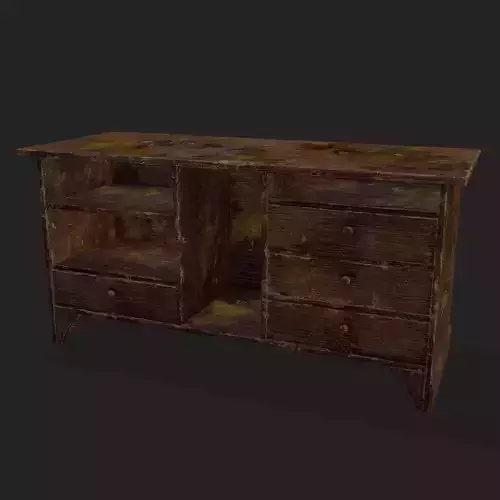 Rustic Wooden Dresser Drawers Low-poly 3D model