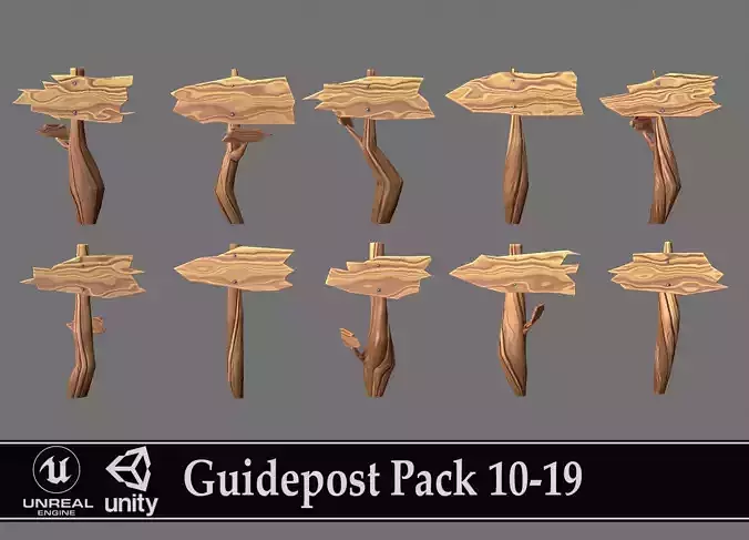 Guidepost Pack 10-19 Low-poly 3D model